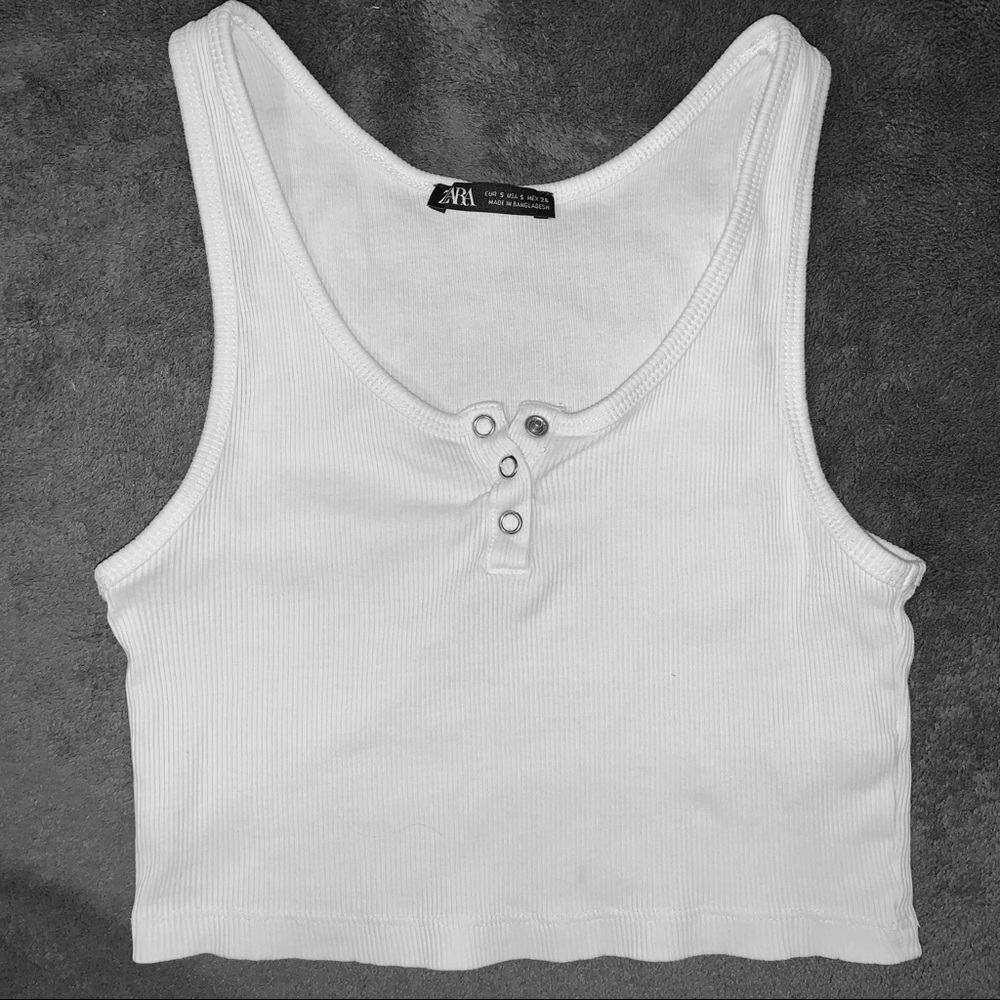 white zara cropped tank top
